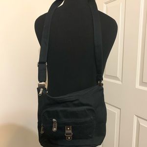 Black fabric cross body/messenger bag